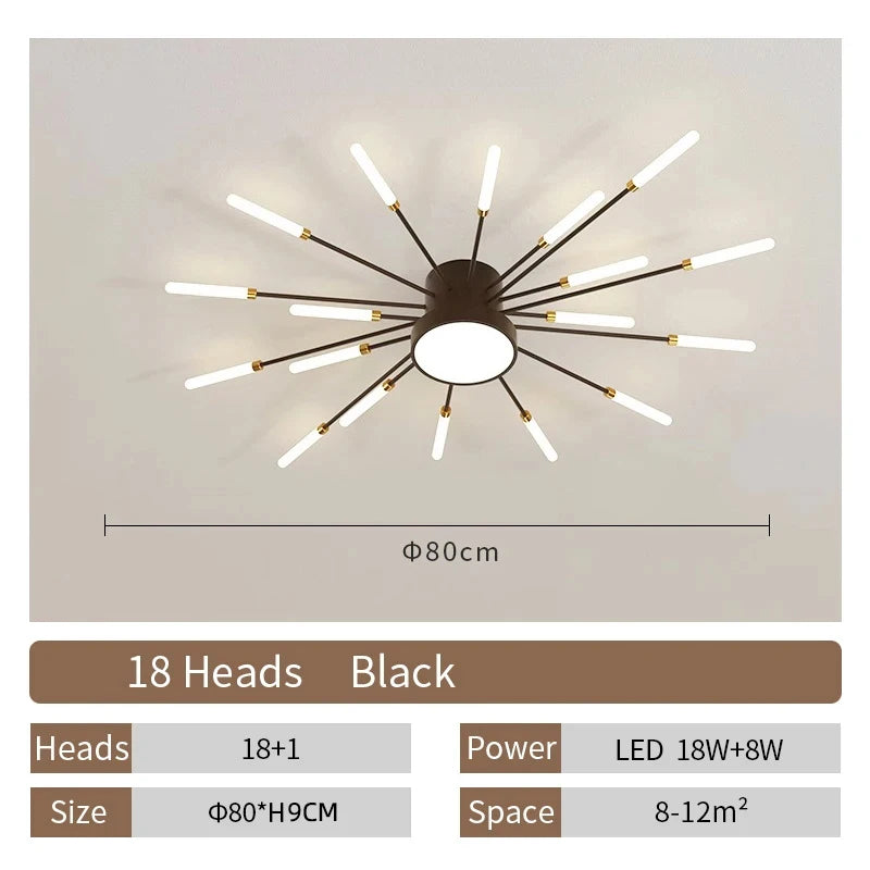 AuroraRealm Modern Black LED Ceiling Light | Large Diameter, Remote Control
