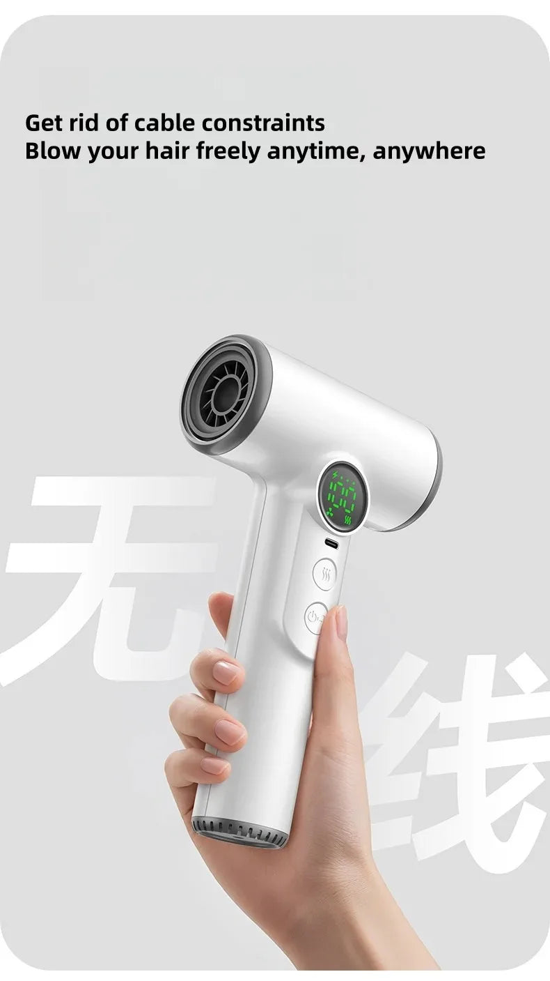 CHUBAN Wireless Hair Dryer – 100000RPM High Wind, USB-C Rechargeable