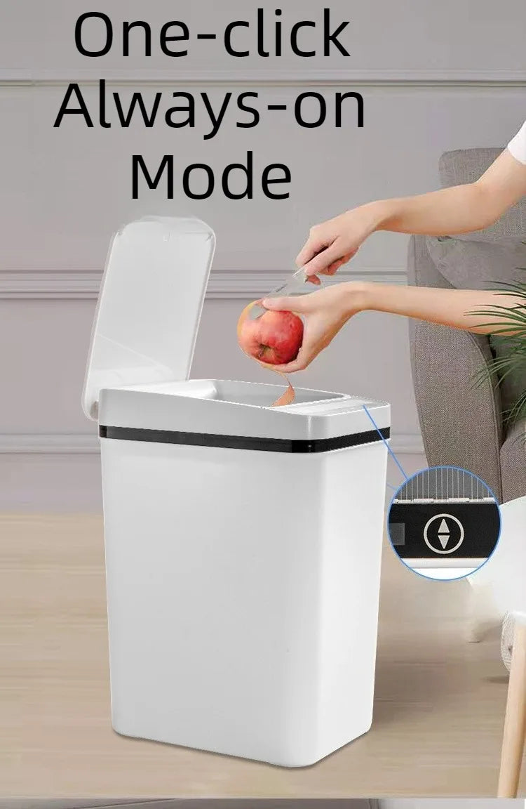12L Automatic Induction Trash Can – Touchpad Sensor Bin with Motion Detection (White / Grey)