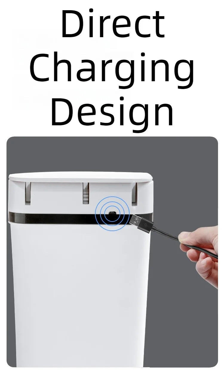 12L Automatic Induction Trash Can – Touchpad Sensor Bin with Motion Detection (White / Grey)