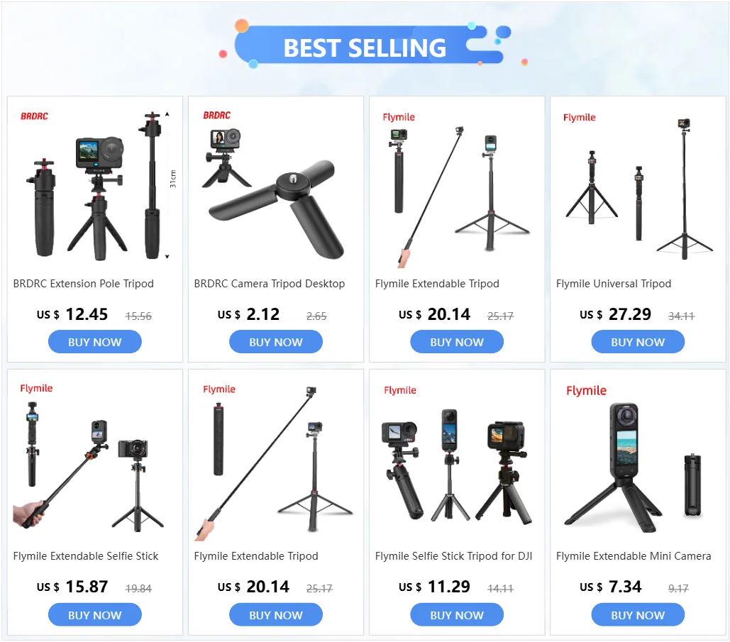 Extension Pole Tripod – Mini Lightweight Stand with 360° Ball Head