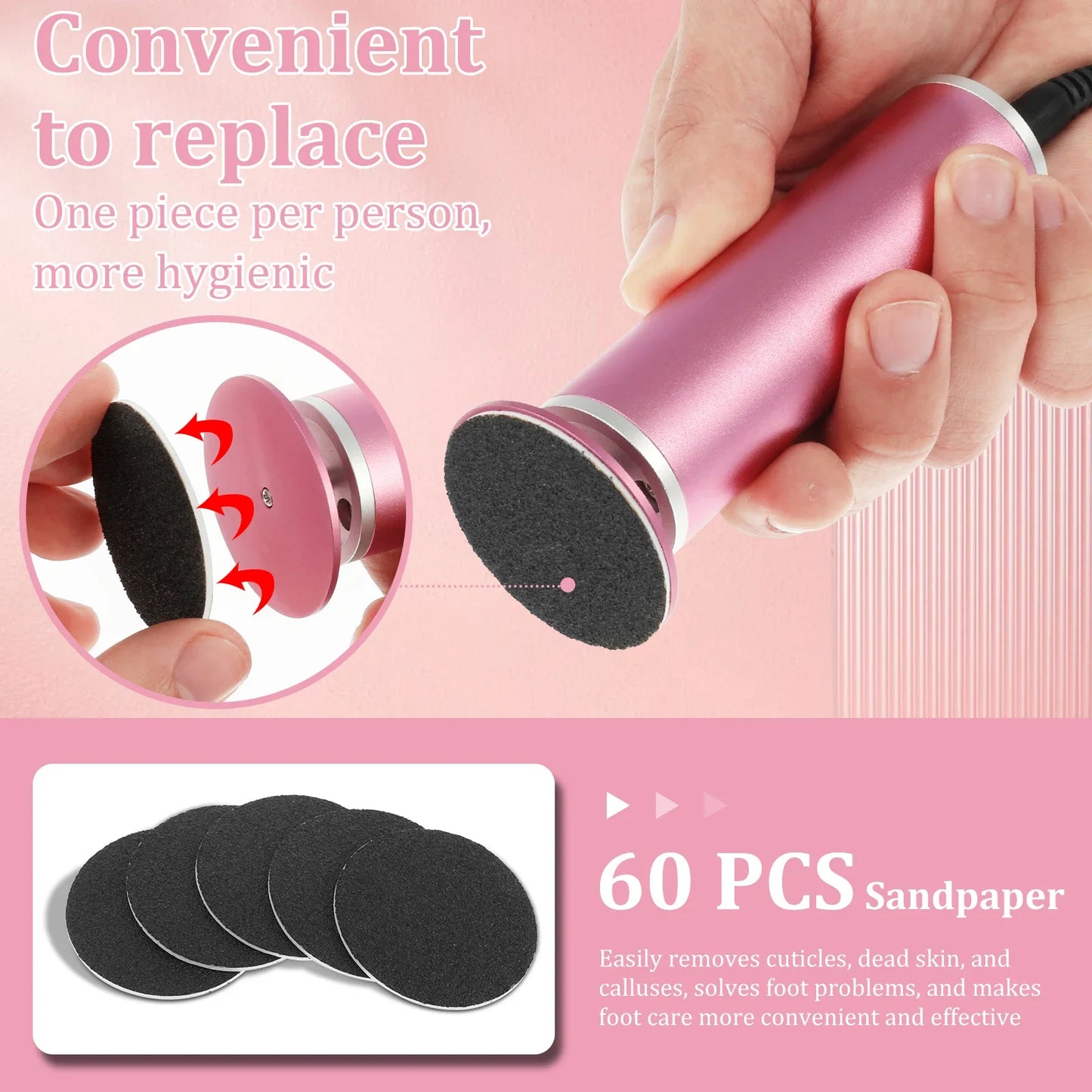 Electric Foot Callus Remover – Professional Aluminum Pedicure Grinder with Adjustable Speed
