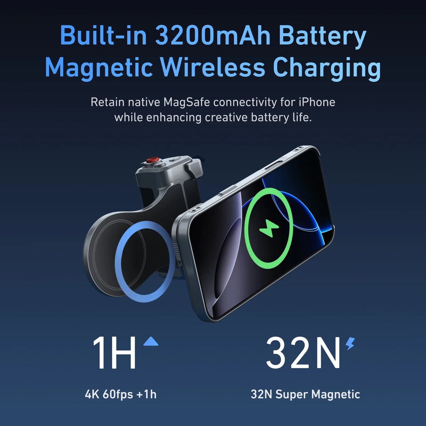 Master Grip for iPhone 17 Pro / Pro Max | Magnetic Camera Handle with 3200mAh Battery