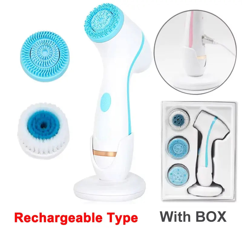 Electric Facial Cleanser – IPX7 Waterproof Multi-Brush Skin Cleaning Device