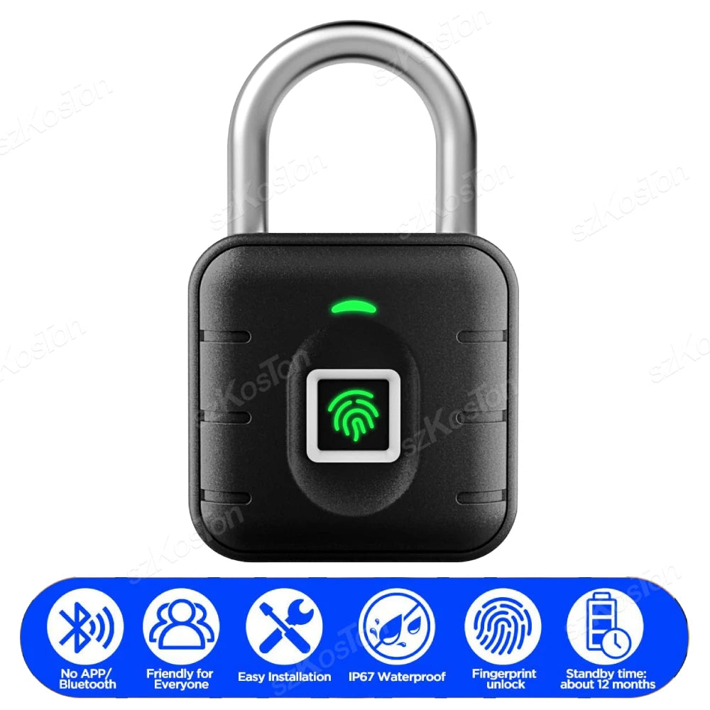Fingerprint Padlock – IP67 Biometric Keyless Lock for Locker, Luggage & Gate