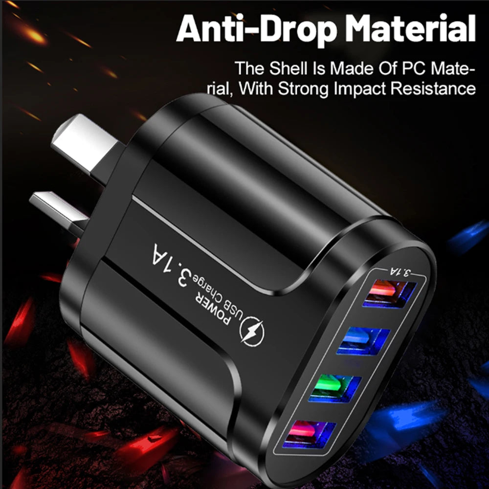 15W 4-USB Charging Station – Compact Desktop Charger for Phones & Tablets