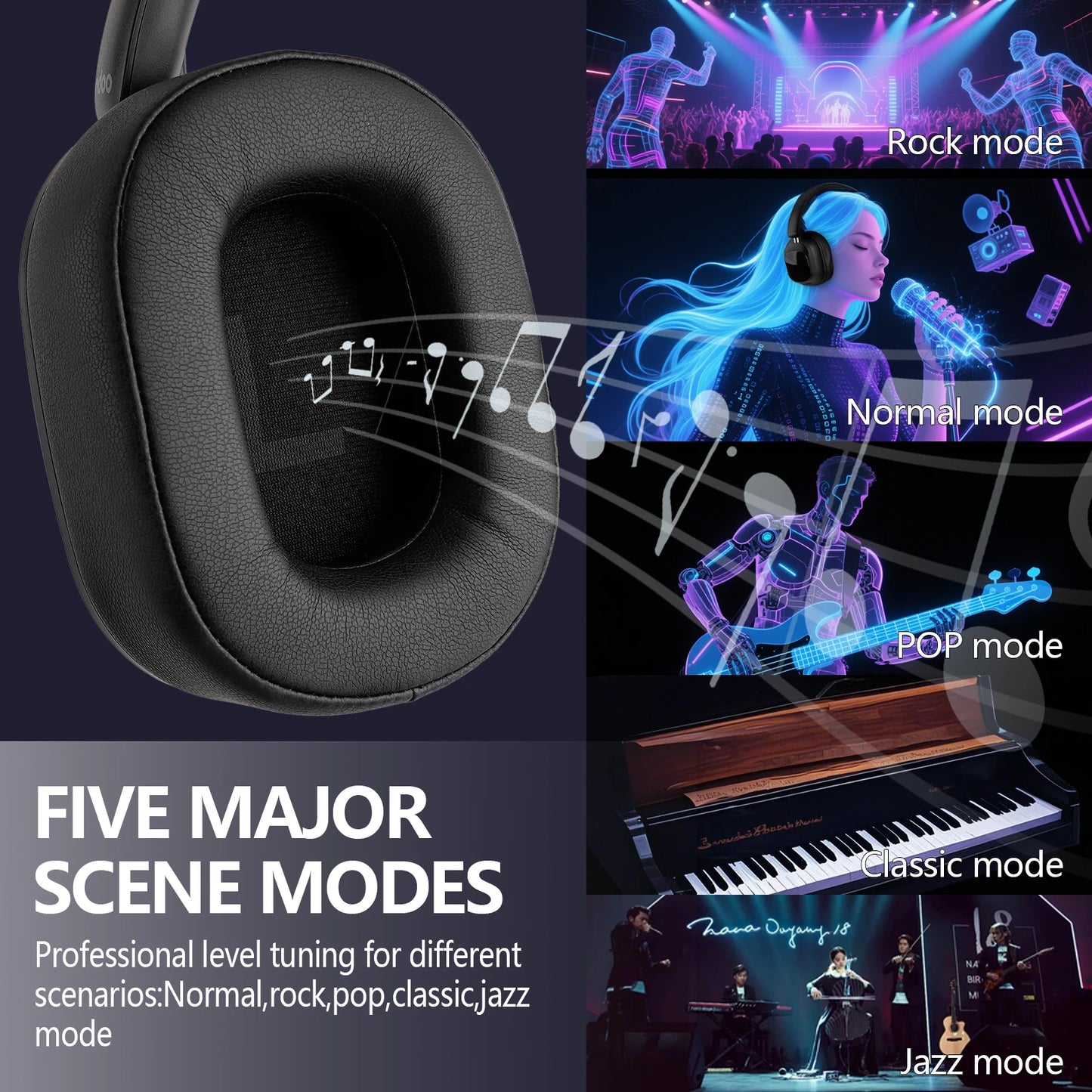 JH-ANC930PLUS Hybrid ANC Bluetooth Headphones – Touch Screen, 70H Playtime
