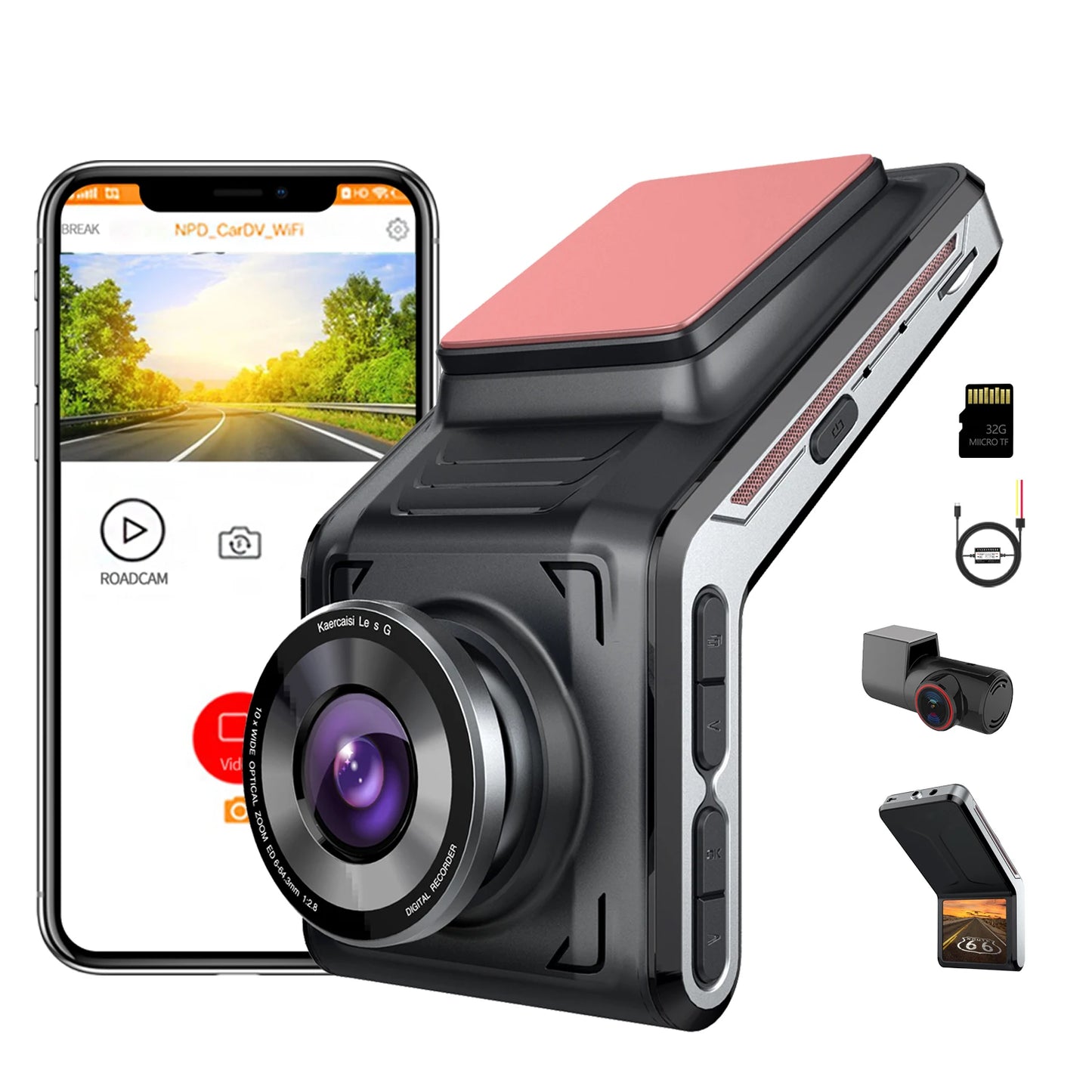 Sameuo U2000 4K Dash Cam – Front & Rear Car DVR with WiFi, Night Vision & Parking Monitor