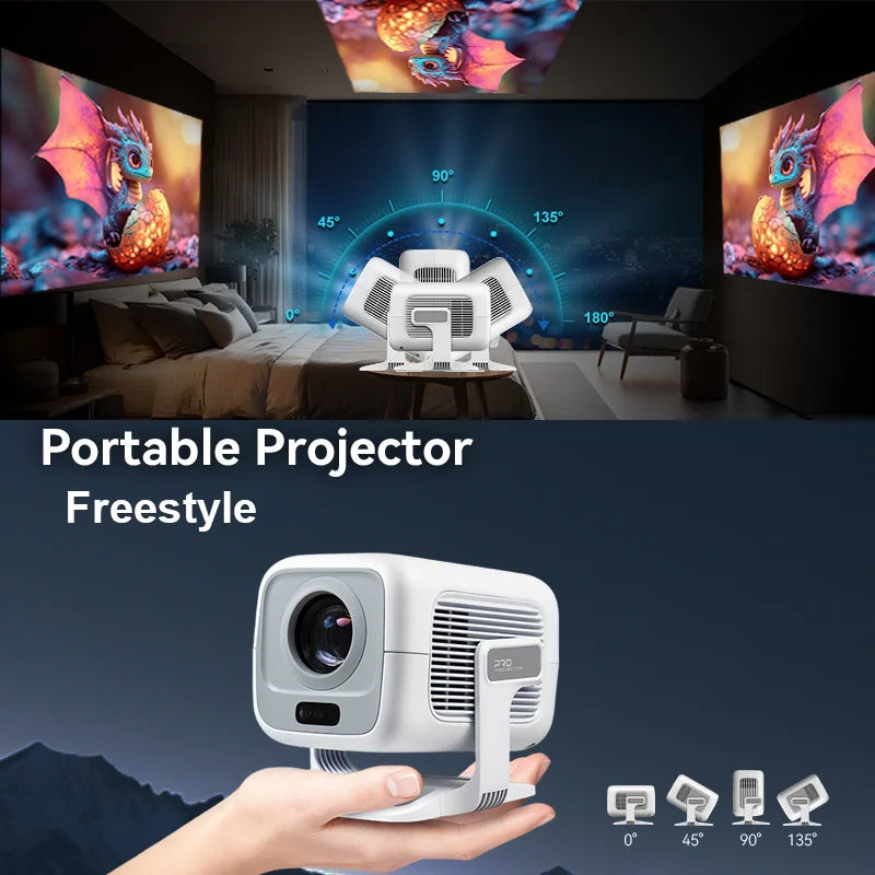 Mini Android Projector – 600 ANSI Brightness, Auto Keystone, Built-In Speaker