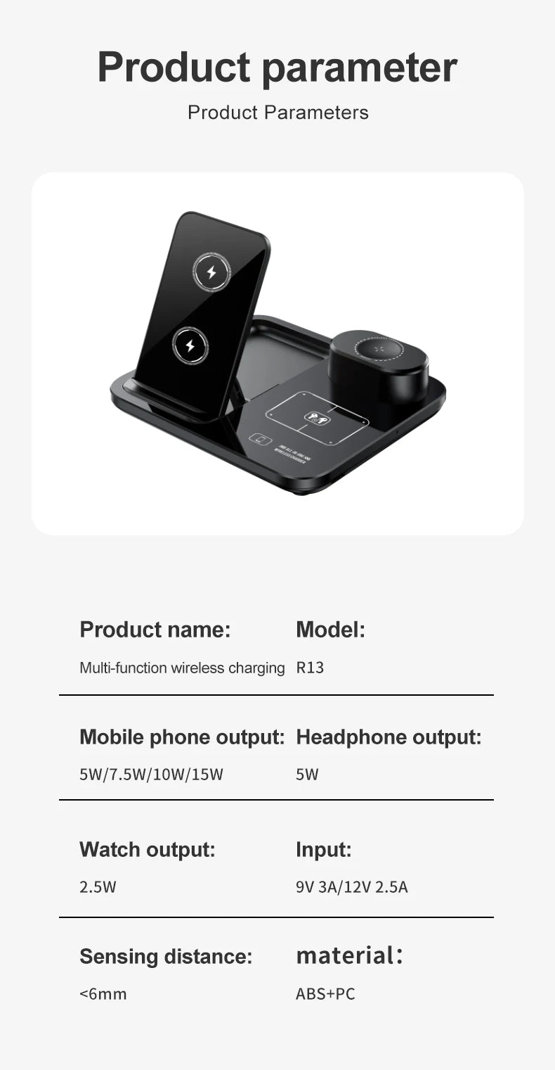 Foldable 20W Wireless Charging Station with Cooling Fan for iPhone & Watch