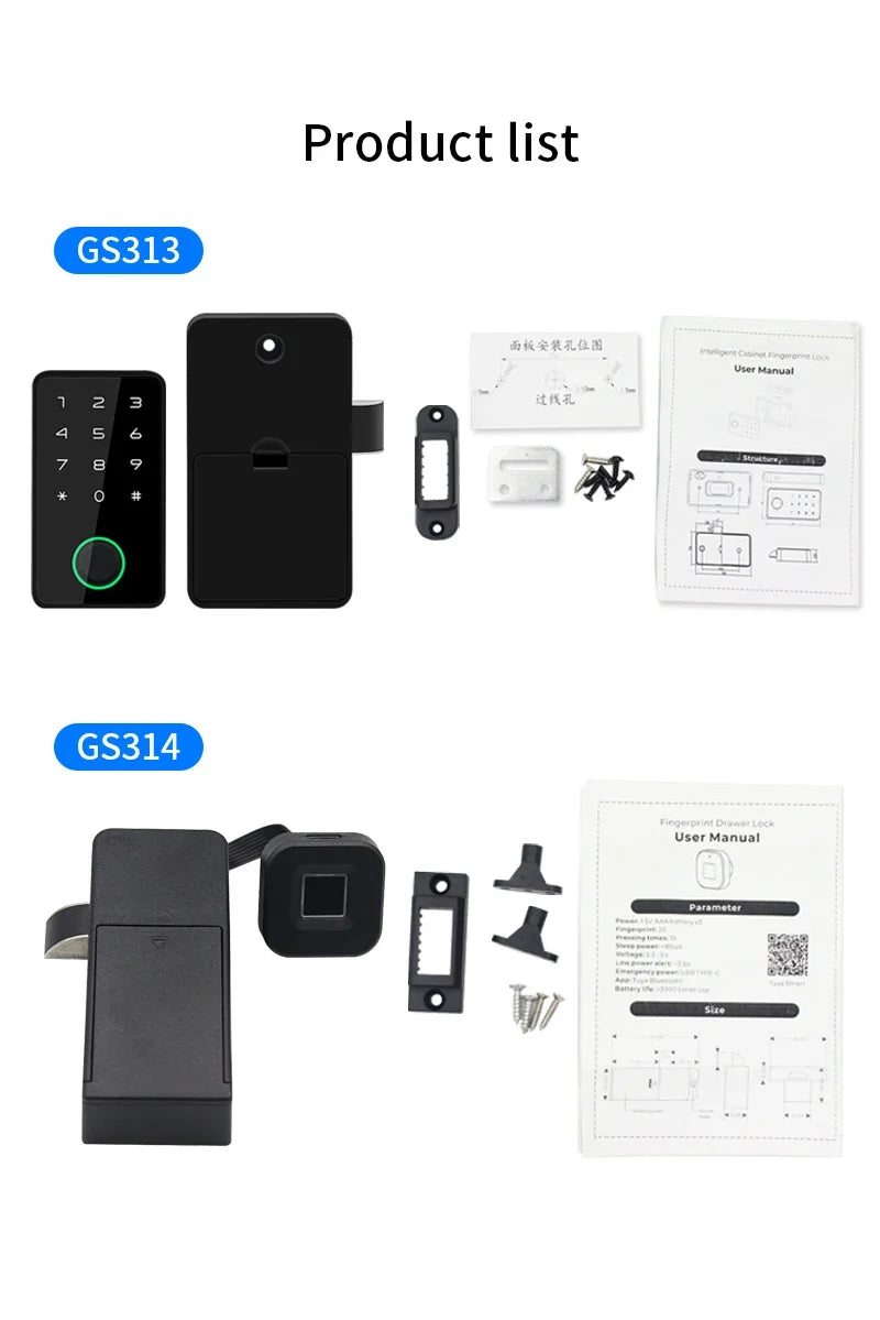 LUCKING DOOR Tuya Smart Fingerprint Cabinet Lock – Bluetooth App, Password & Key Unlock