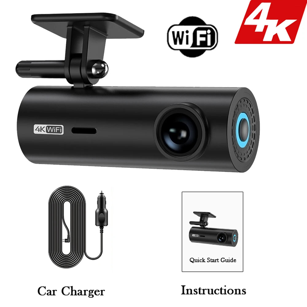 etymoofox 4K Mini Dash Cam – Ultra HD WiFi Car DVR with Night Vision & Parking Monitor
