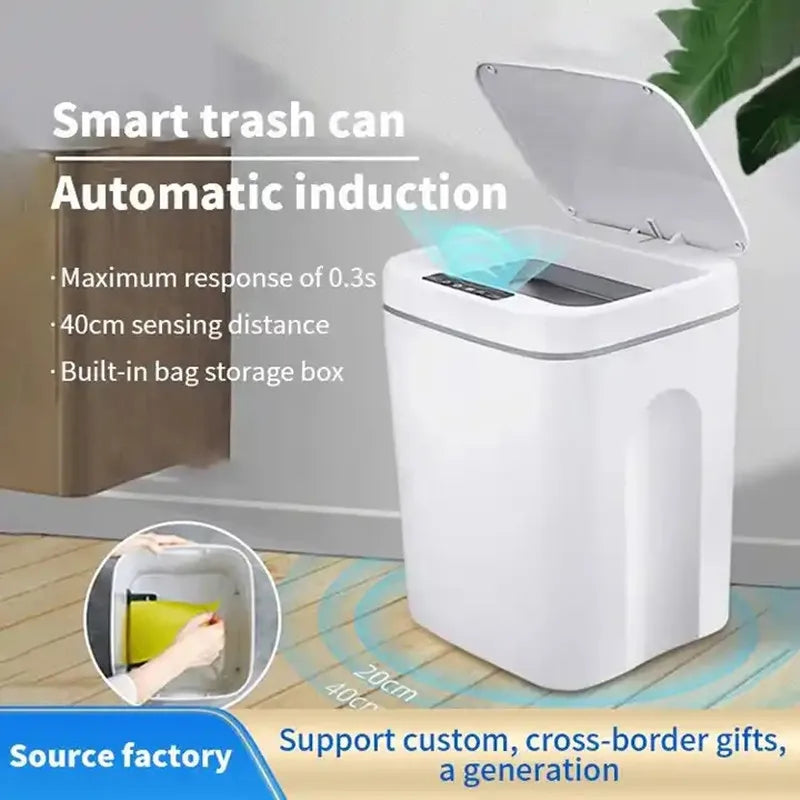 Touchless Sensor Trash Can 16L – Round Infrared Garbage Bin with Deodorizer Slot