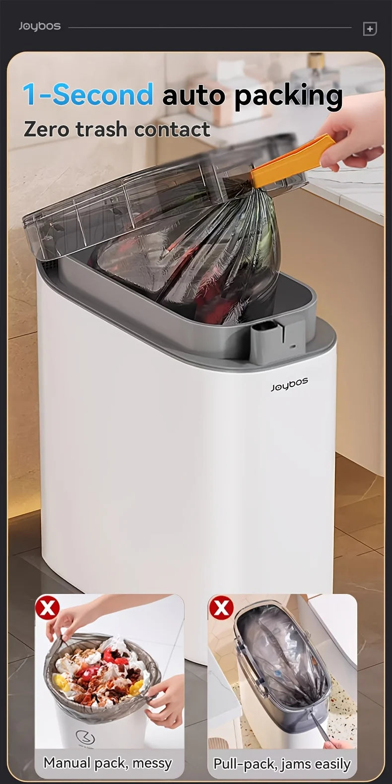 Smart Bag-Sucking Trash Can – Rechargeable Touchless Induction Waste Bin