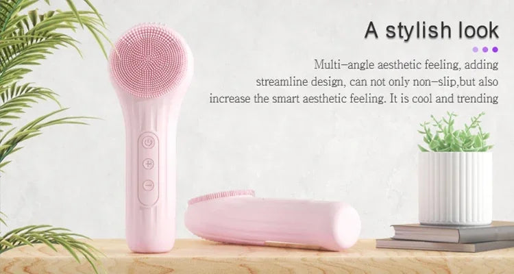 LSHOW Rechargeable Sonic Facial Cleansing Brush with Hot Compress – IPX7 Waterproof Deep Clean & Massage Tool