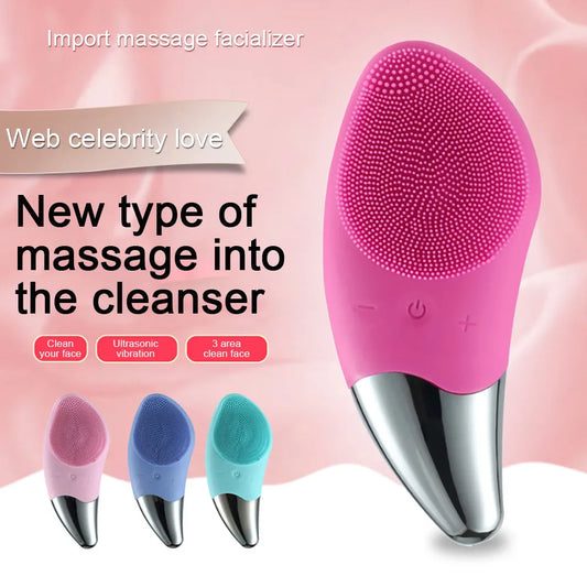 CAMMUO Waterproof Facial Cleansing Device – Ultrasonic Vibration Massage Brush
