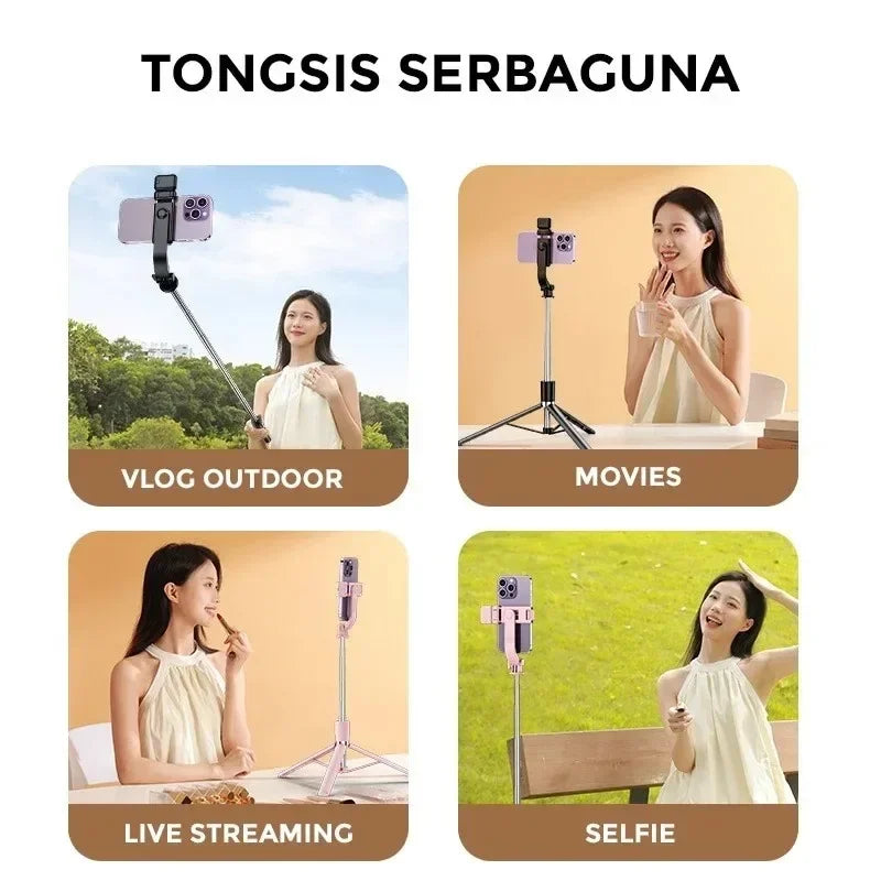 Ultra-Long 1.7m Bluetooth Selfie Stick Tripod – Stainless Steel