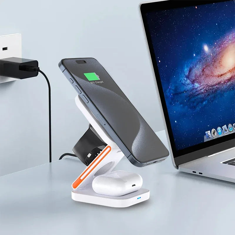 30W Magnetic Wireless Charger Stand – iPhone, Apple Watch & AirPods