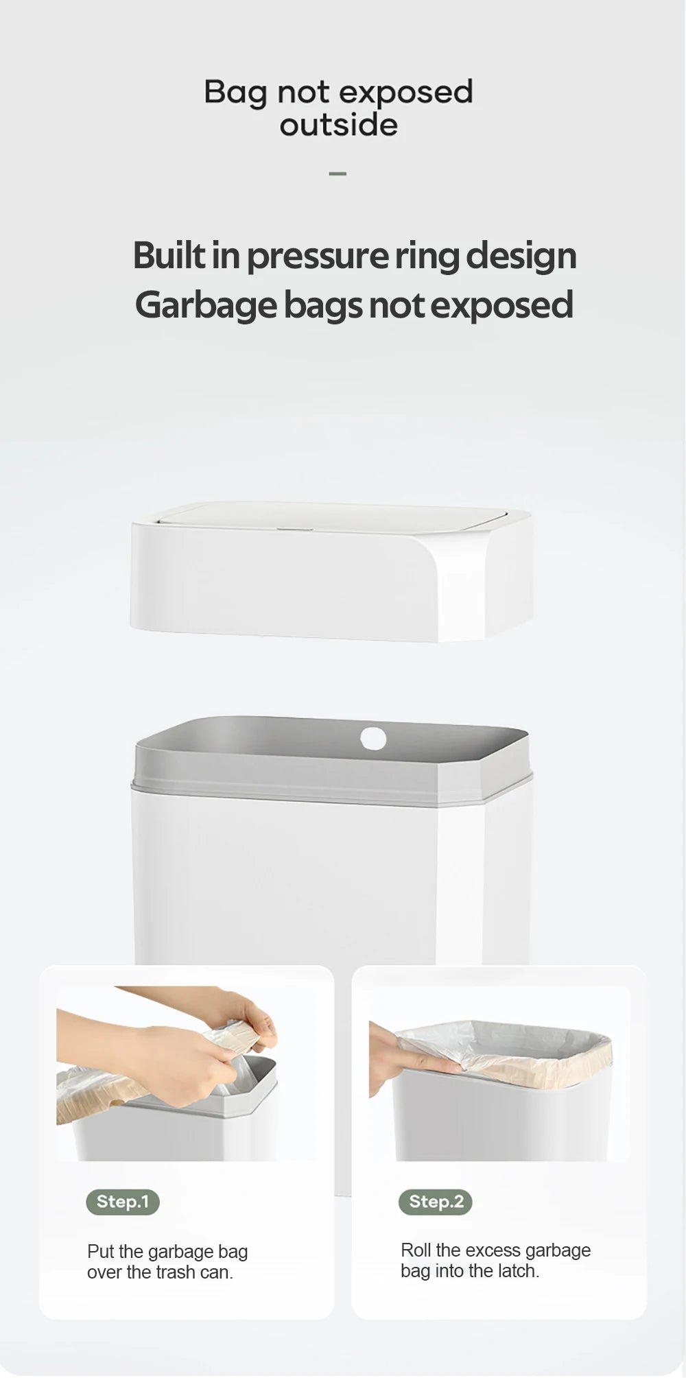 Smart Sensor Trash Can – Dual Induction Wave & Knee Open Bin (12L / 16L)