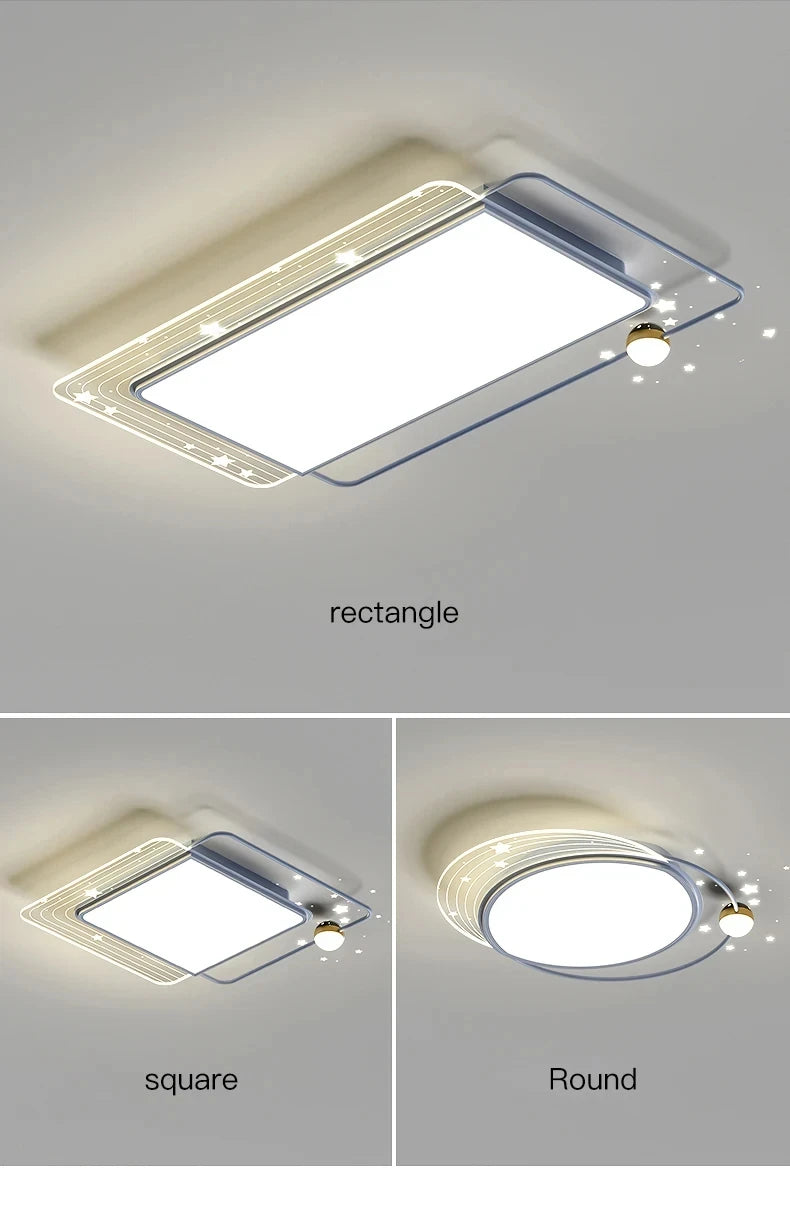 AuroraRealm Modern Ceiling Light with Remote | Gold LED Ceiling Lamp, 90–260V