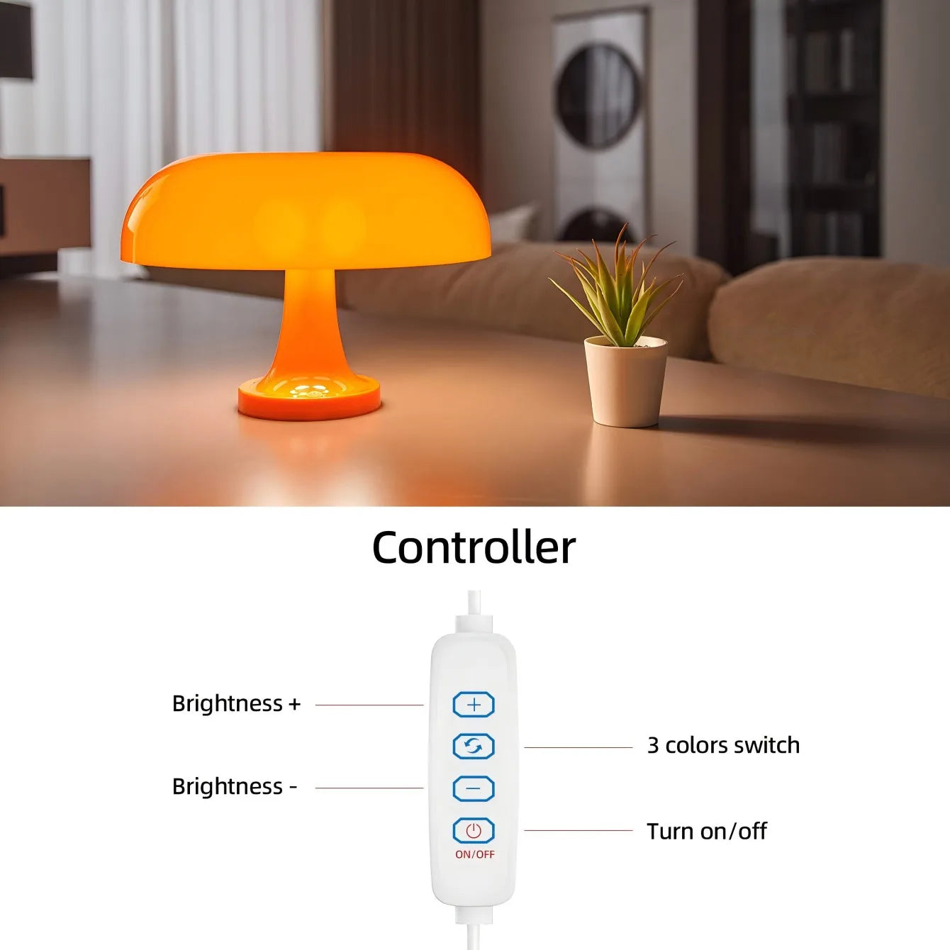 Topwinson Mushroom Night Lamp | Tri-Color Ambient Light with USB-C Charging