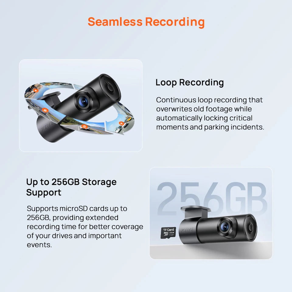 70mai M310 Plus 2K Dash Cam – 1440P WiFi Car DVR with Voice Control & 24H Parking Guard