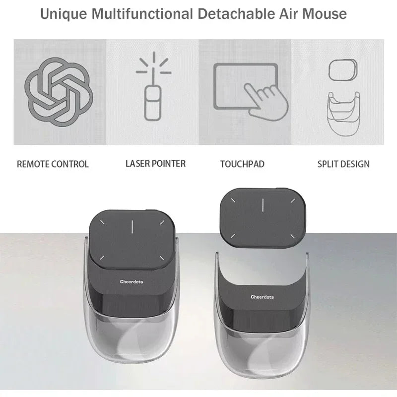 JYYXF Cheerdots 2 AI Air Mouse – Bluetooth Detachable Presentation Clicker with Laser & Recording