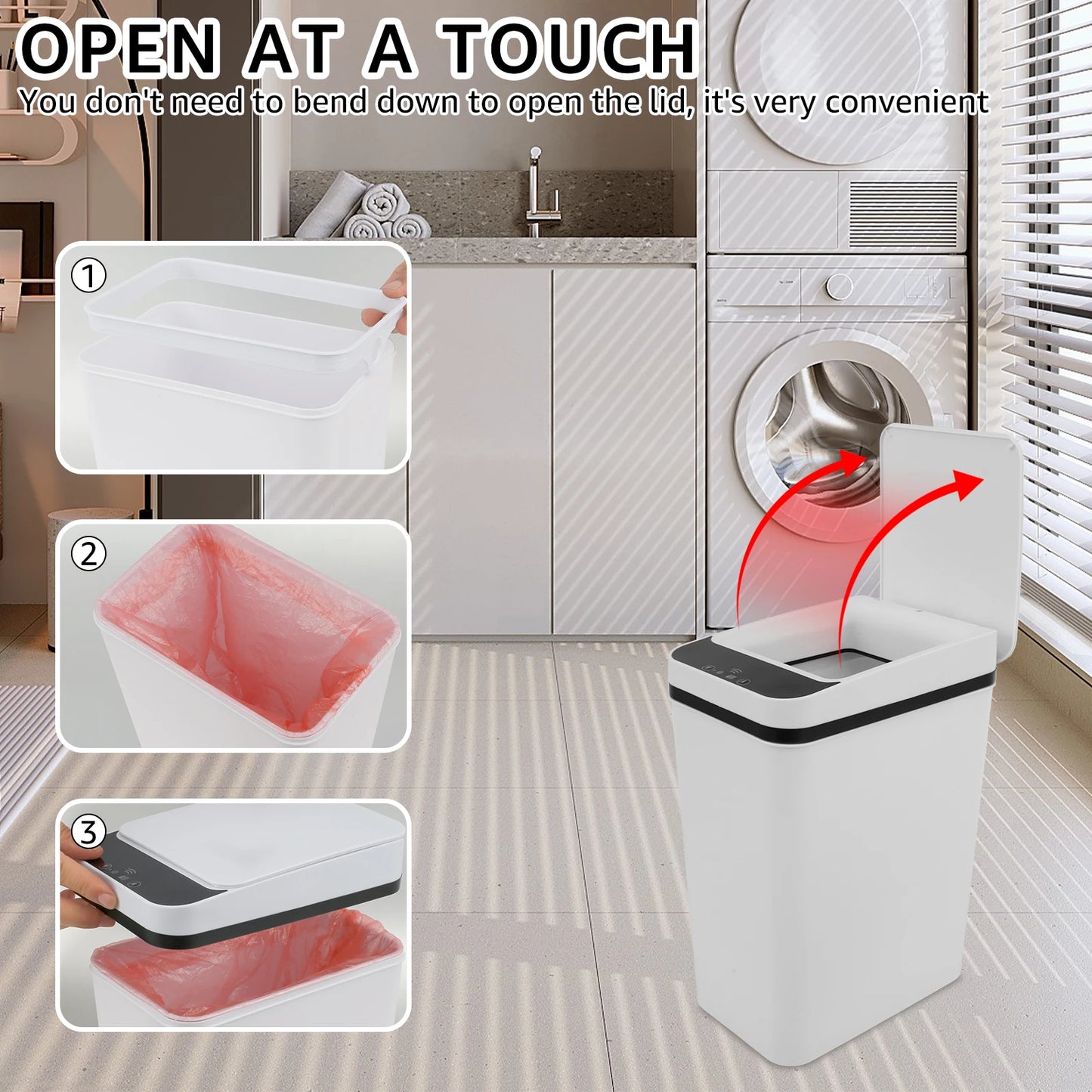 Willstar Automatic Sensor Trash Can – 12L Touch-Free Waste Bin (Battery Powered)