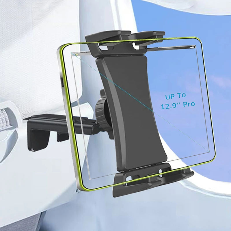 Airplane Phone Holder Clip-On – 360° Rotating Travel Phone Stand for Seat Tray & Desk