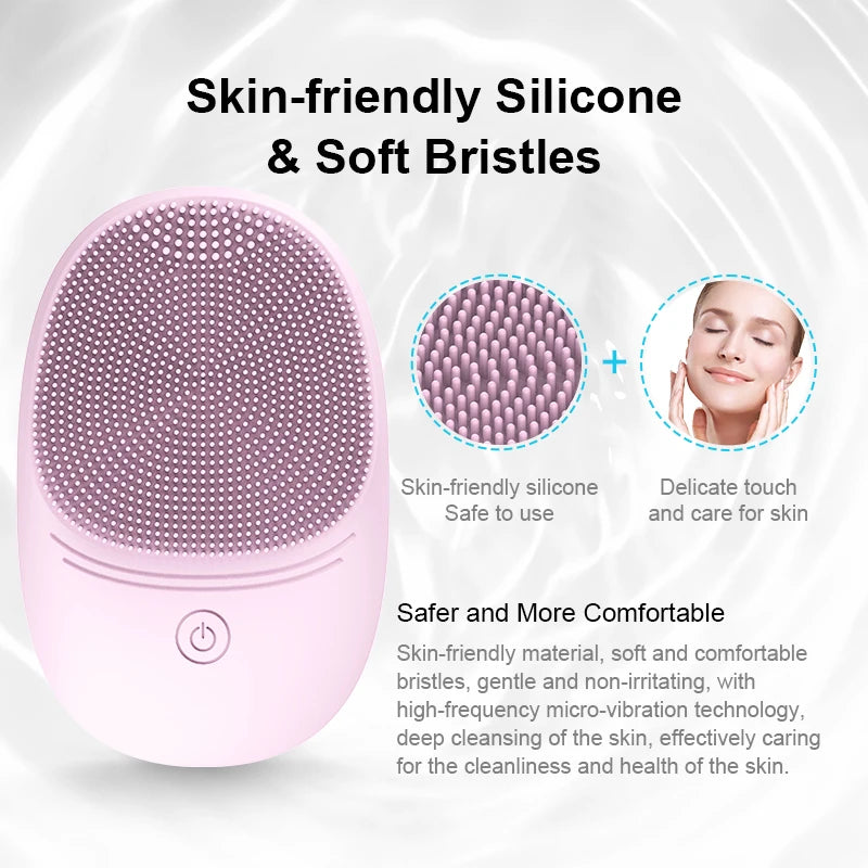 Silicone Sonic Facial Cleansing Brush – Battery Powered Deep Clean Skincare Tool