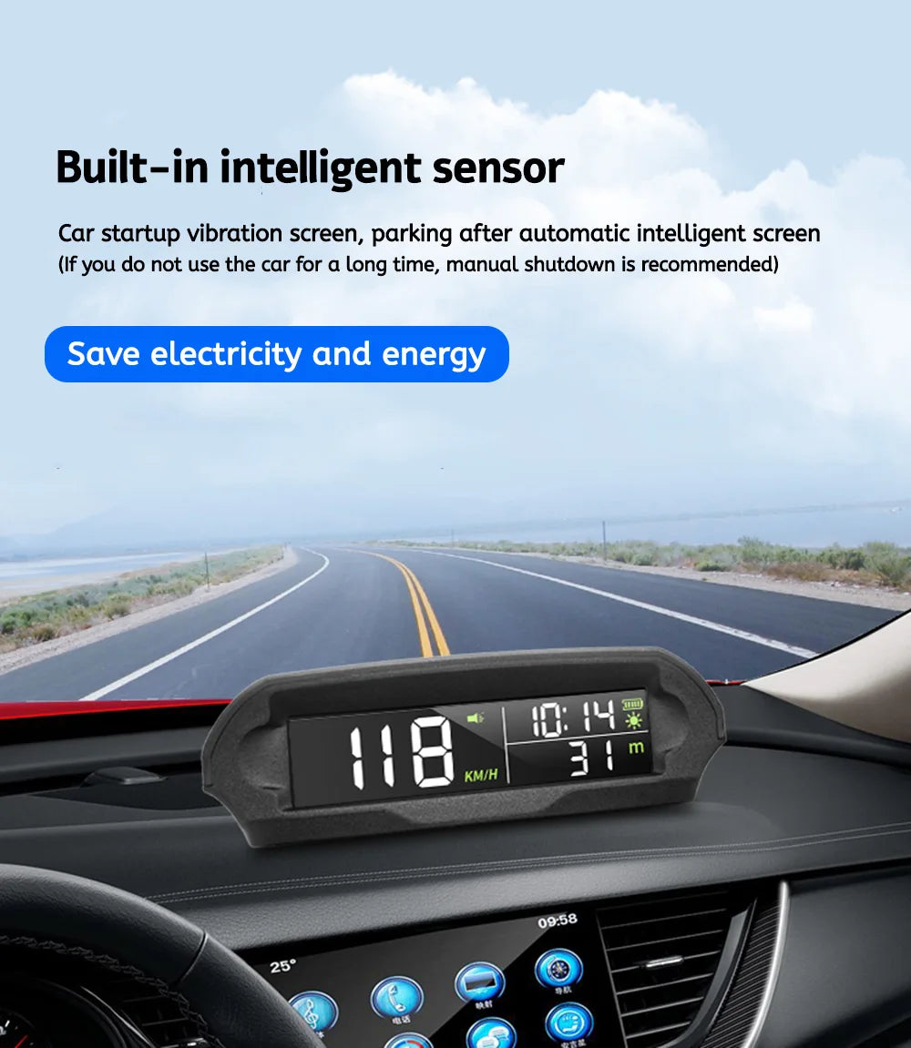 MAIMEIMI Solar GPS Car Head-Up Display – Universal Digital Speedometer HUD with Overspeed & Fatigue Alertsr