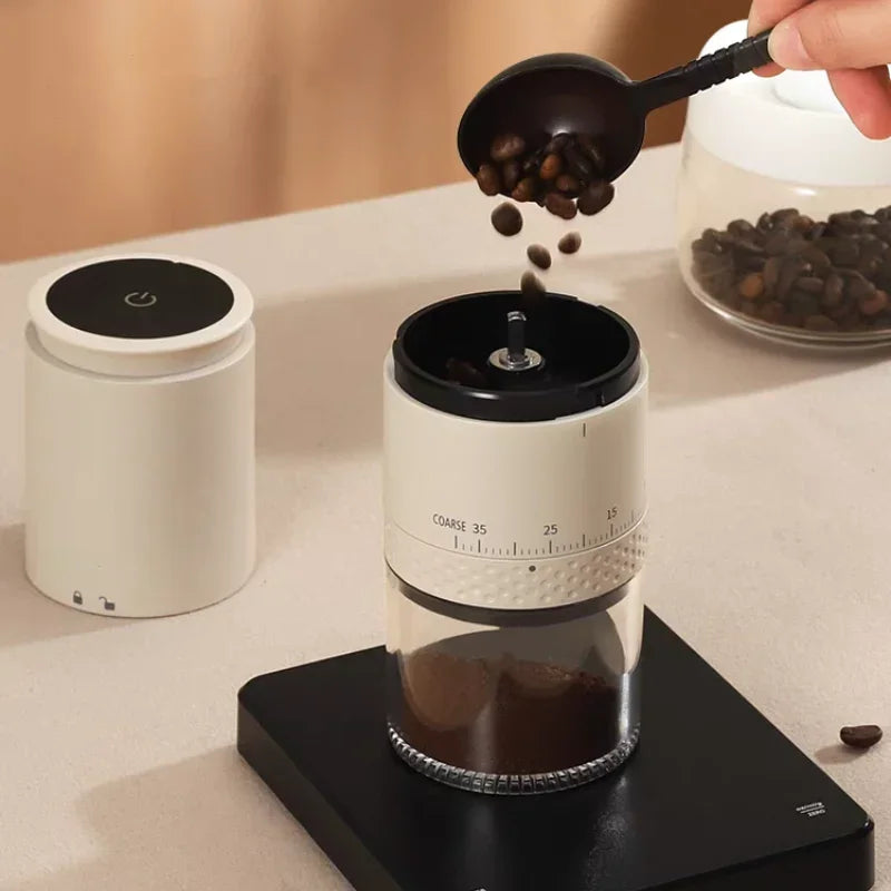 CREAROMA Rechargeable Coffee Grinder – Ceramic Burr, 38 Grind Levels, Touch Screen Control