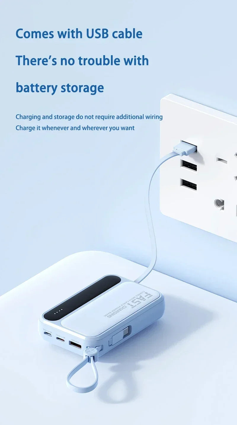 High-Capacity Power Bank 120W – Built-in 4 Cables, Digital Display (10000mAh / 30000mAh / 50000mAh)