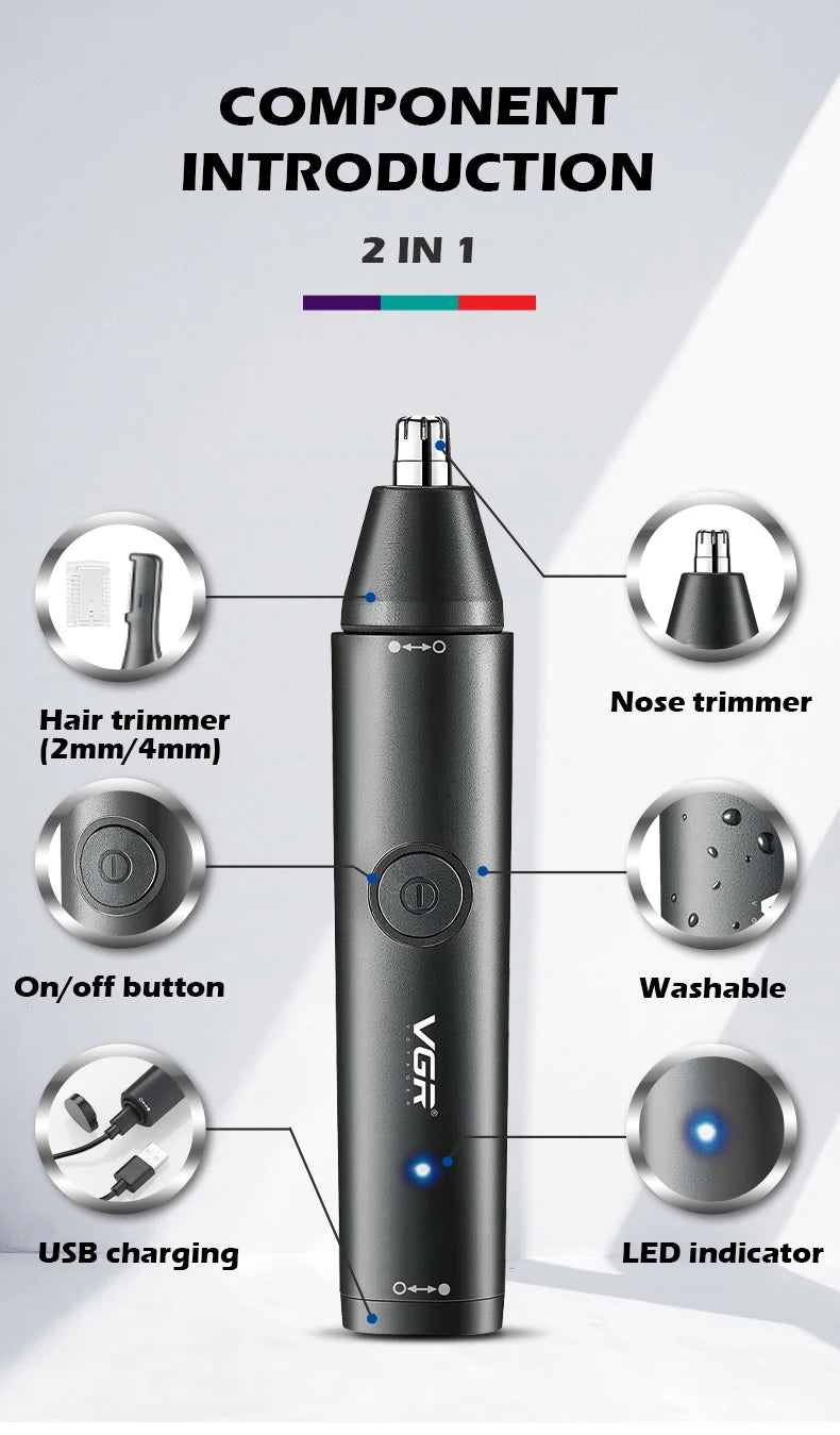 VGR Professional Nose & Hair Trimmer V-613 – Washable, Long Battery Life