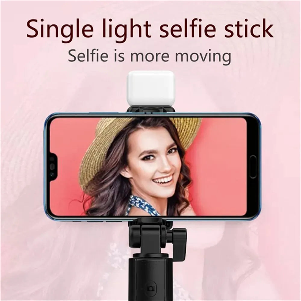 Compact Selfie Stick Tripod – Stainless Steel, Fill Light & Bluetooth Control