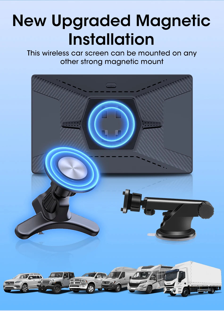 Jansite Smart Car Monitor with Wireless CarPlay & Android Auto – 7–9 Inch