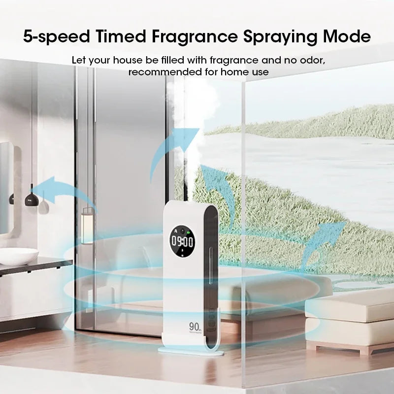 NOCCLILI Automatic Aromatherapy Diffuser – Wall-Mounted USB Rechargeable Fragrance Machine with Clock
