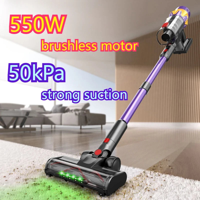 MPQU 550W Cordless Stick Vacuum Cleaner – 40-Min Runtime, HEPA Filter, Turbo Brush