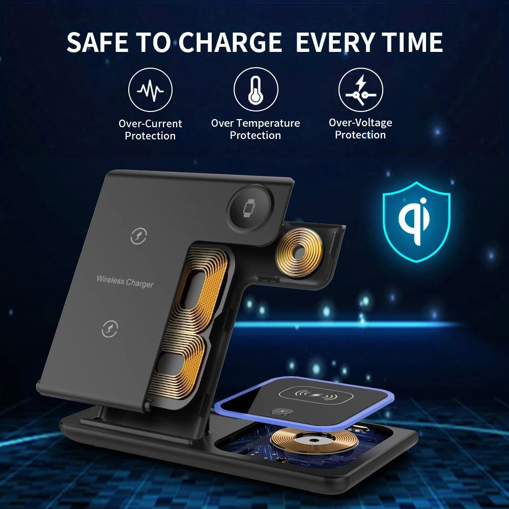 3-in-1 Foldable Fast Wireless Charger for iPhone, Watch & AirPods