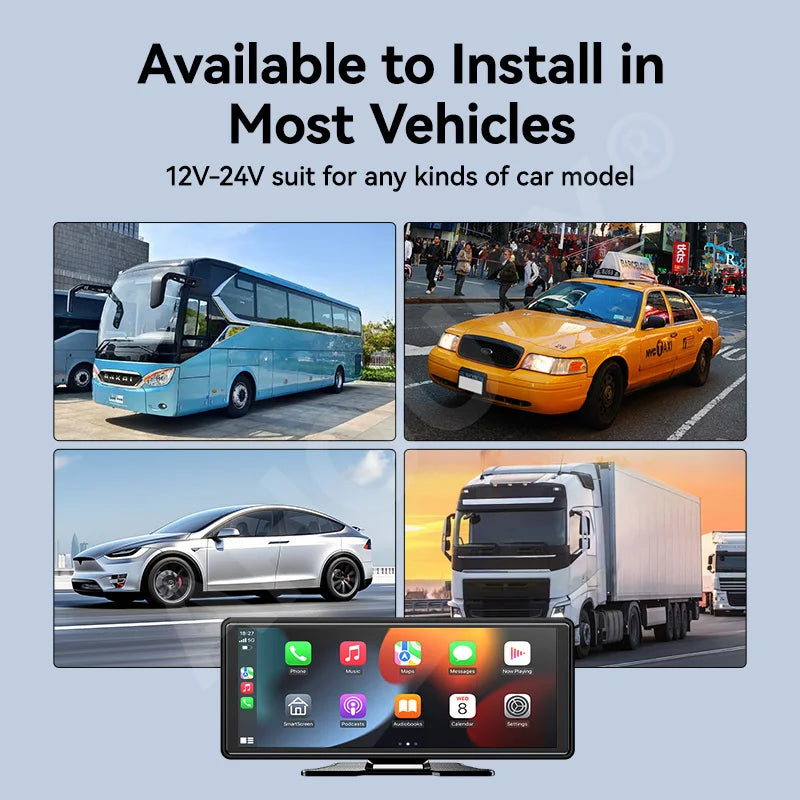 Venbes 10.26” Portable Wireless CarPlay & Android Auto Screen – Universal Fit