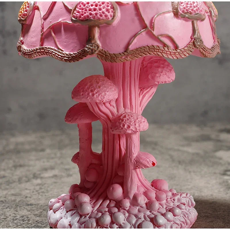 Creative Stained Glass Mushroom Table Lamp | Colorful Atmosphere Bedside Light