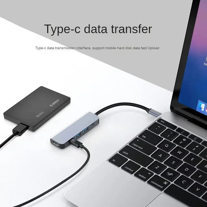 USB-C Hub to 4K HDMI Adapter – 5-in-1 Type-C Dock with PD Charging & Card Reader