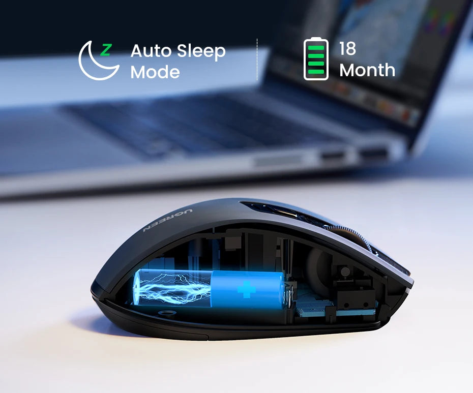 UGREEN MU006 Wireless Mouse – Bluetooth 5.0 & 2.4G, 4000 DPI, Silent Ergonomi