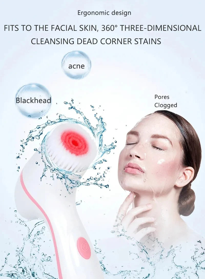 Electric Facial Cleanser – IPX7 Waterproof Multi-Brush Skin Cleaning Device