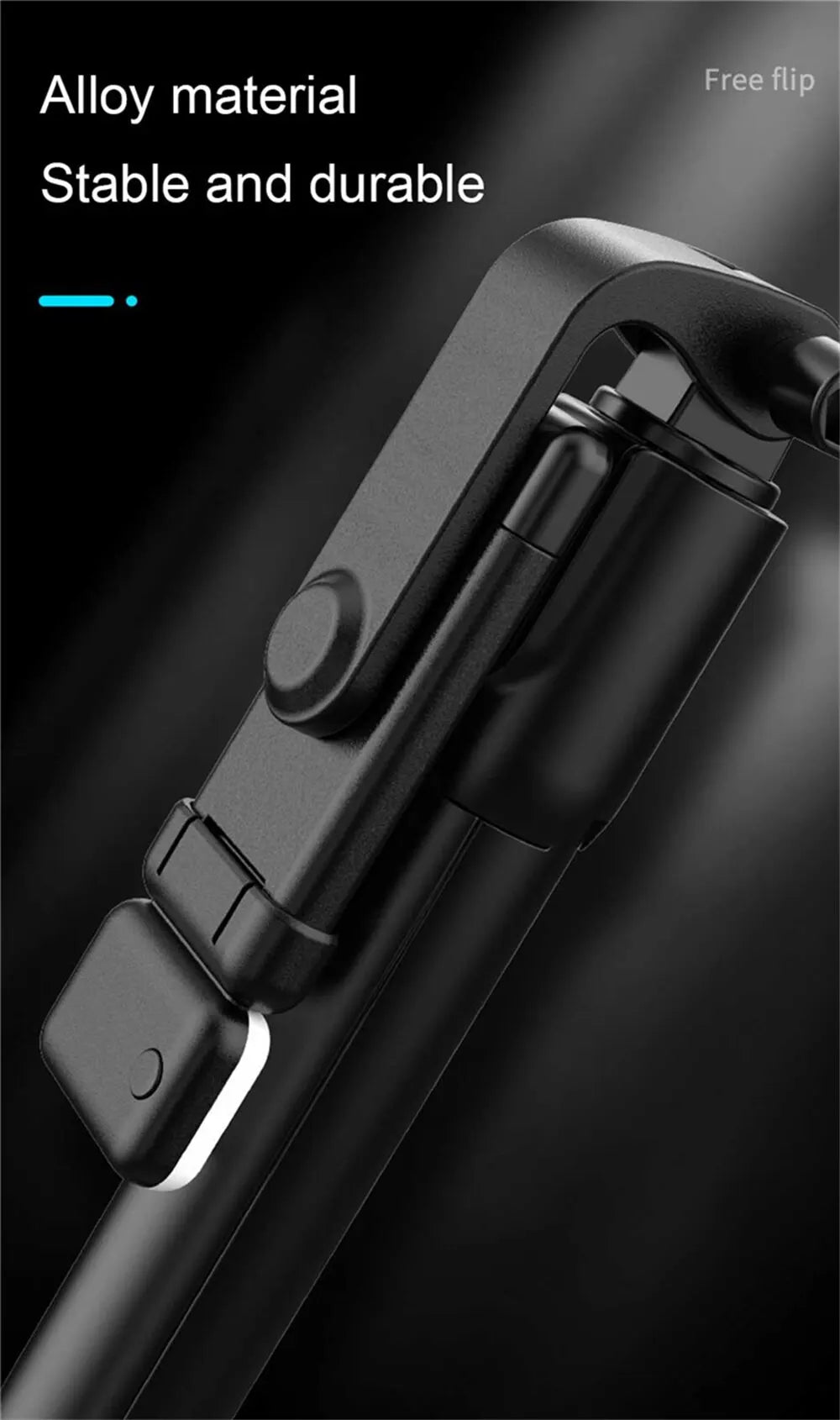 Compact Selfie Stick Tripod – Stainless Steel, Fill Light & Bluetooth Control
