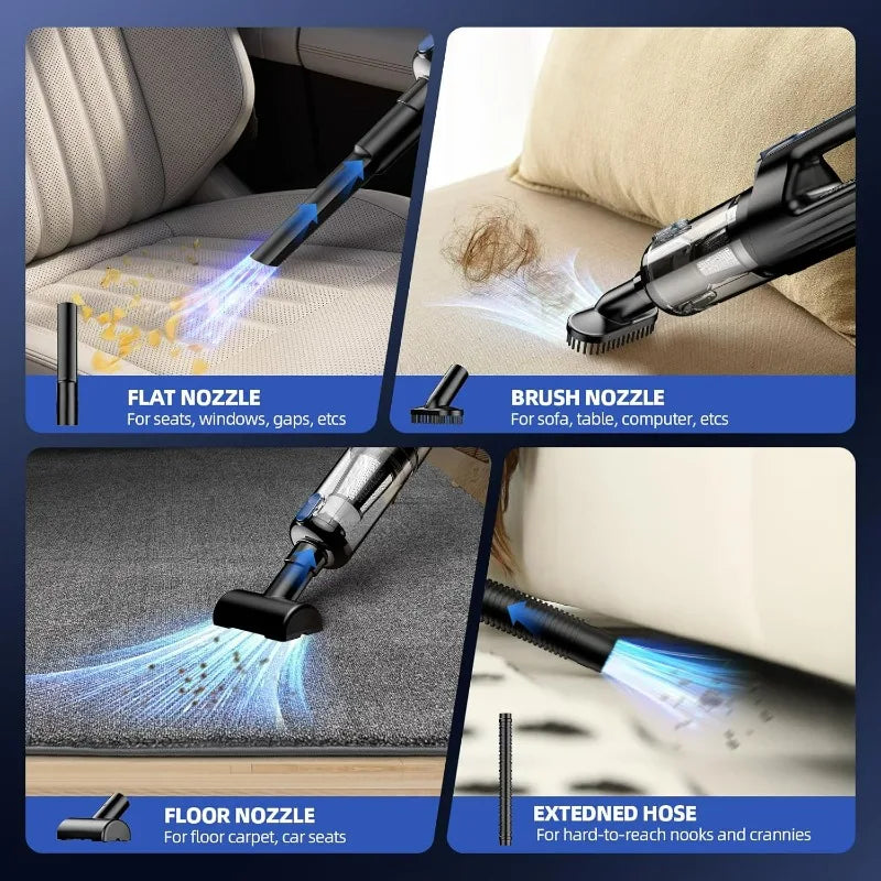 Handheld Car Vacuum Cleaner 2-in-1 – Powerful Suction & Air Duster, Rechargeable
