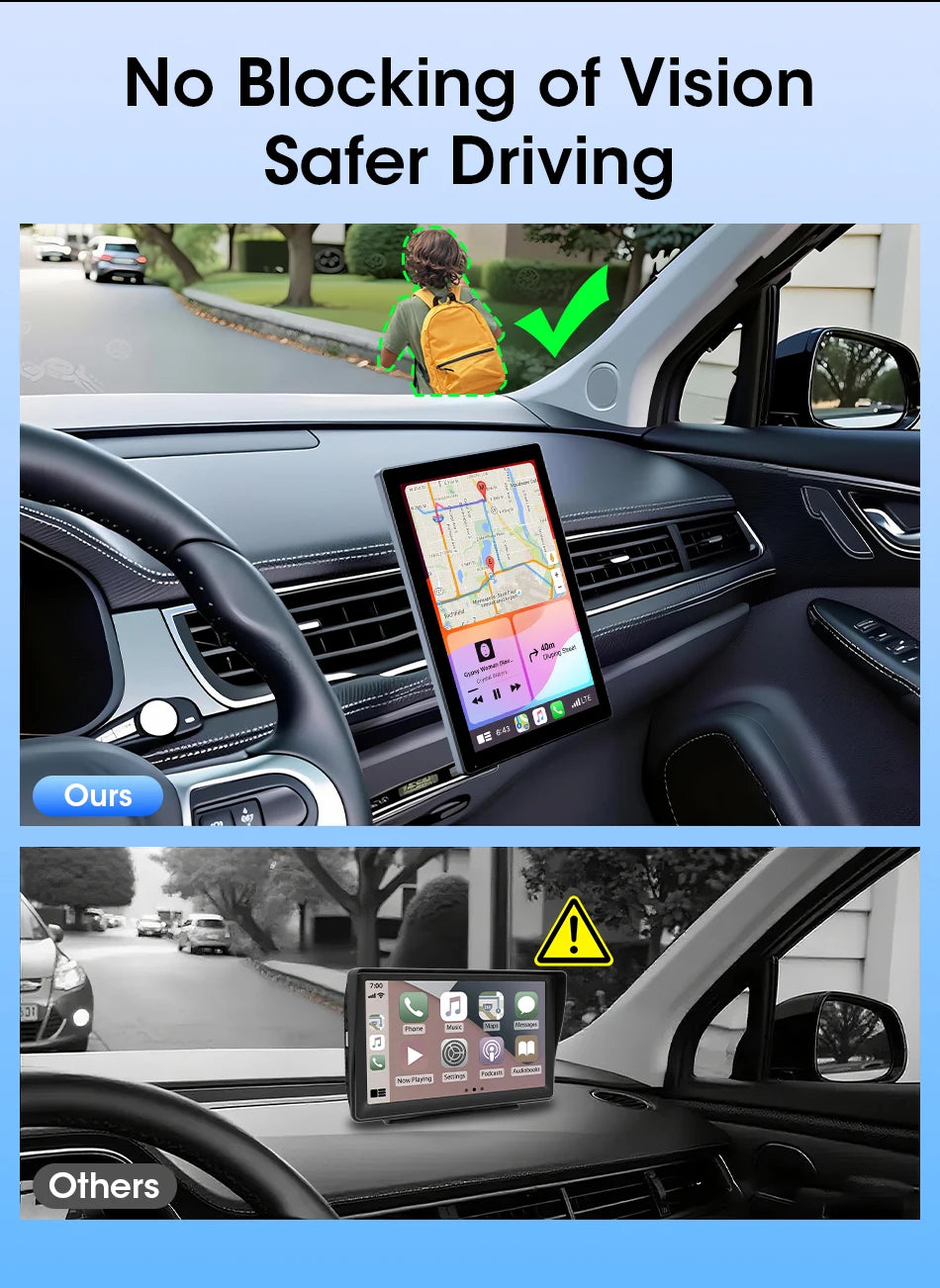 Jansite Smart Car Monitor with Wireless CarPlay & Android Auto – 7–9 Inch