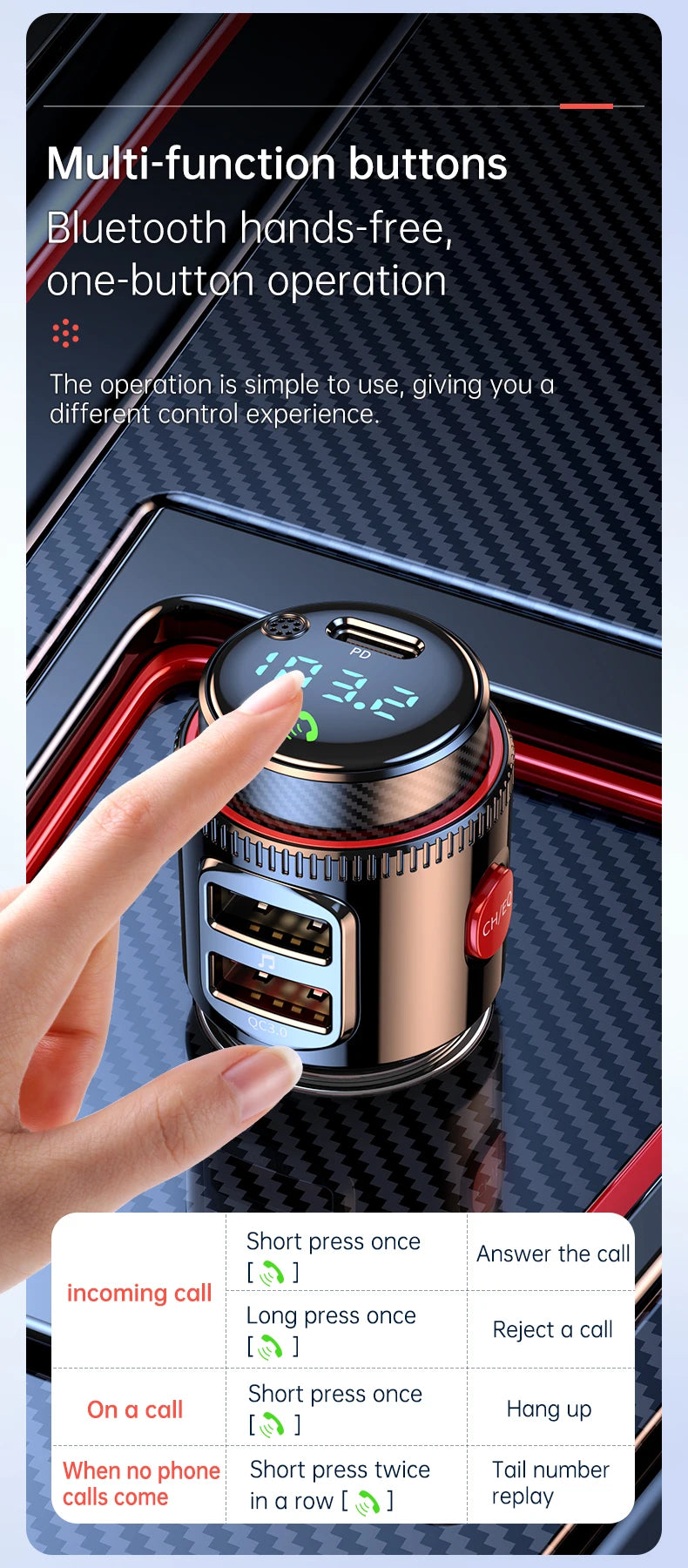 Korseed T23 Bluetooth 5.4 Car FM Transmitter with AUX, PD 30W USB-C Fast Charging & QC3.0 – Wireless Car Audio Adapter