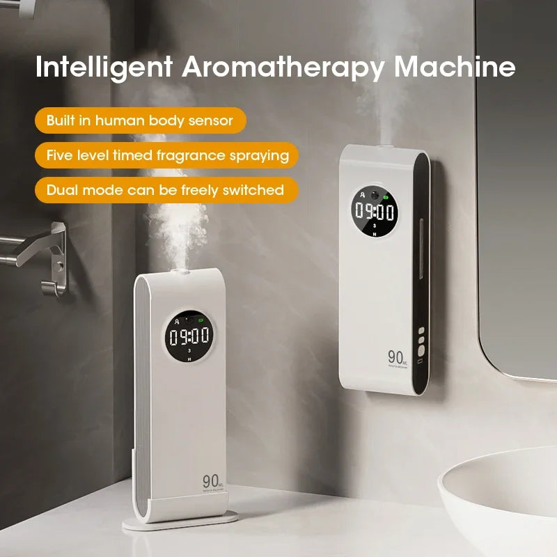 NOCCLILI Automatic Aromatherapy Diffuser – Wall-Mounted USB Rechargeable Fragrance Machine with Clock