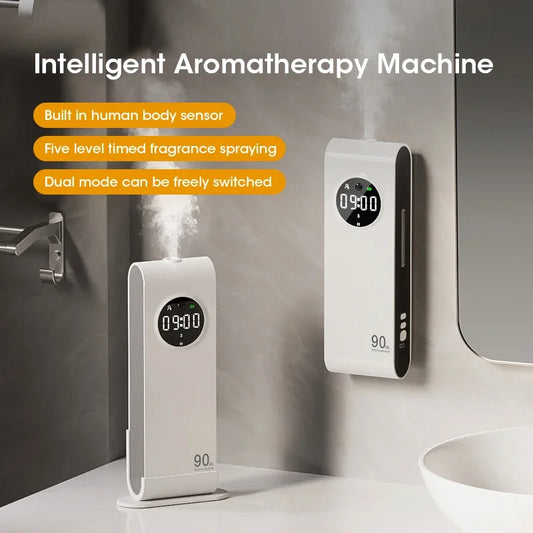 NOCCLILI Automatic Aromatherapy Diffuser – Wall-Mounted USB Rechargeable Fragrance Machine with Clock